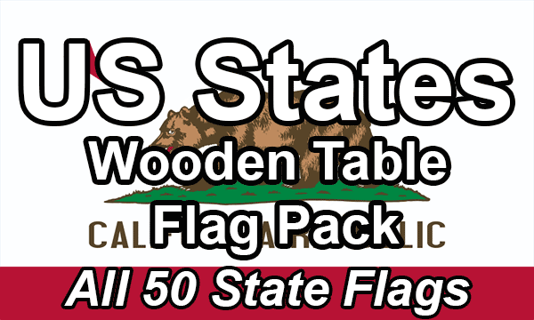 US States - Small Wooden Table Flag Pack
