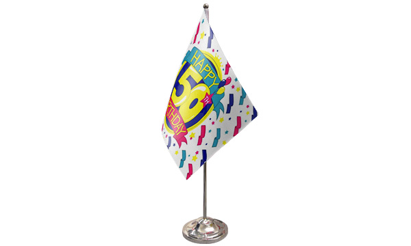 Happy 50th Birthday Satin Table Flag