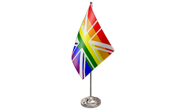 Union Jack Rainbow Satin Table Flag