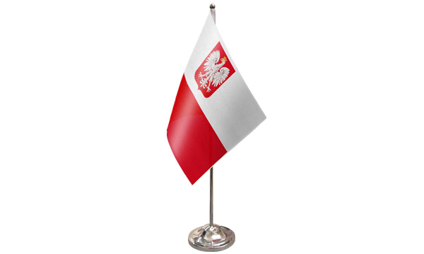 Poland Crest Satin Table Flag